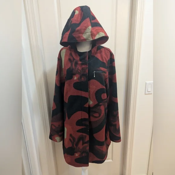 Unique multi colored hooded coat - Picture 3 of 9
